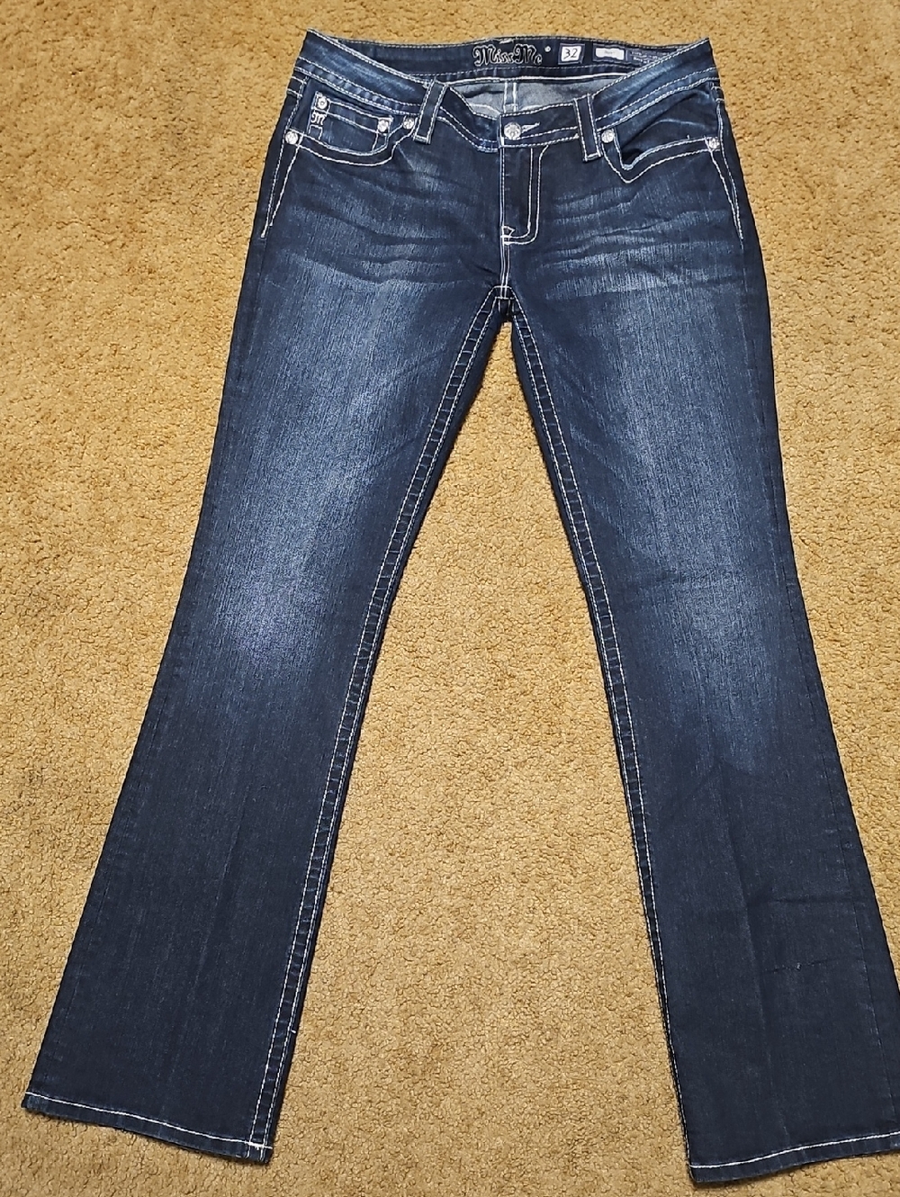 Miss Me Dark Blue Bootcut Jeans Tote 9